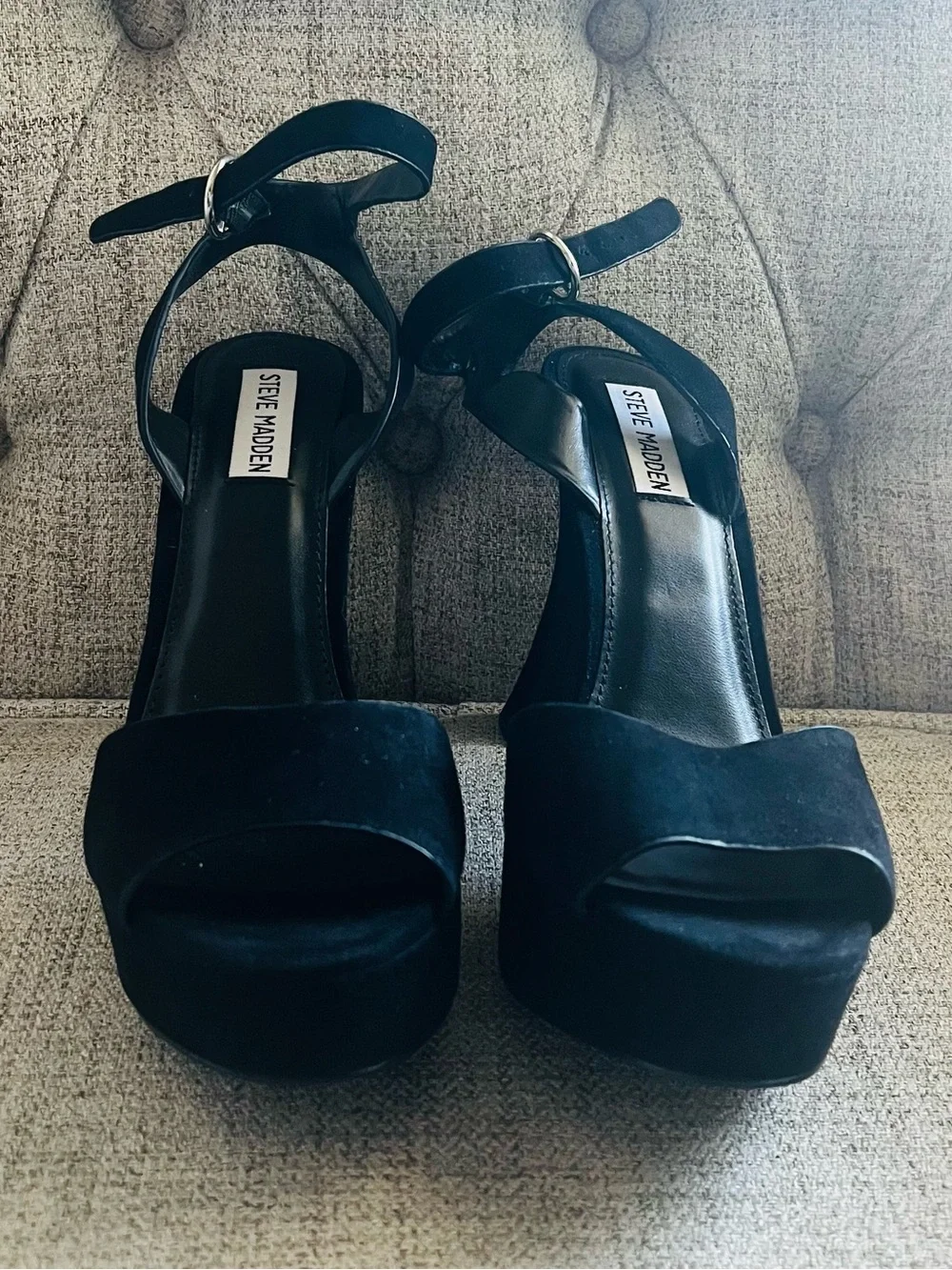 Women’s Black Platform Ankle-Strap Heels